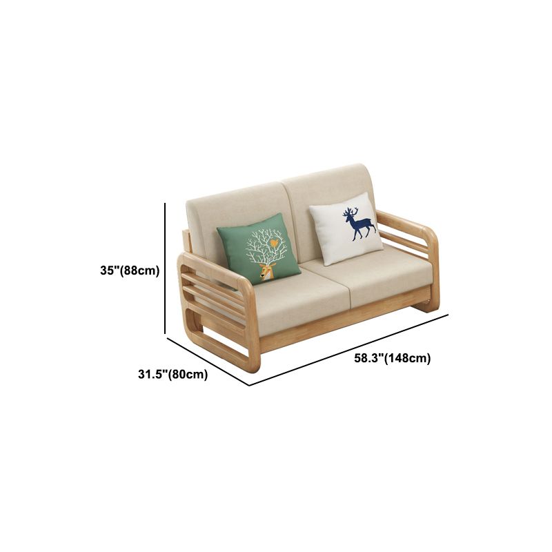 Solid Wood/Linen Natural Sofa with Chaise Nordic 34.65" H Cushions Sofa
