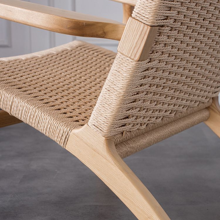 Mid-century Modern Accent Armchair Fixed Back Wood Armchair for Living Room