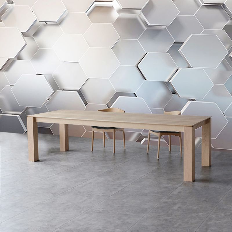 Wood Dining Table Rectangle Modern Table with 4 Legs for Restaurant