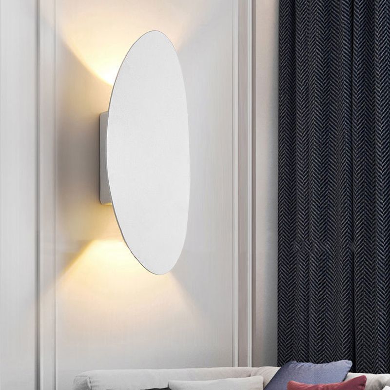 Oval Shape Wall Lamp Modern Style Metal 2 Lights Wall Light in White/Black
