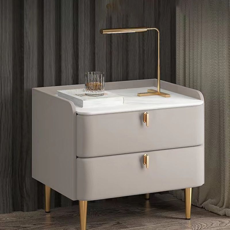 20" Tall 2-Drawer Solid Wood Nightstand Glam Night Table with 4 Legs