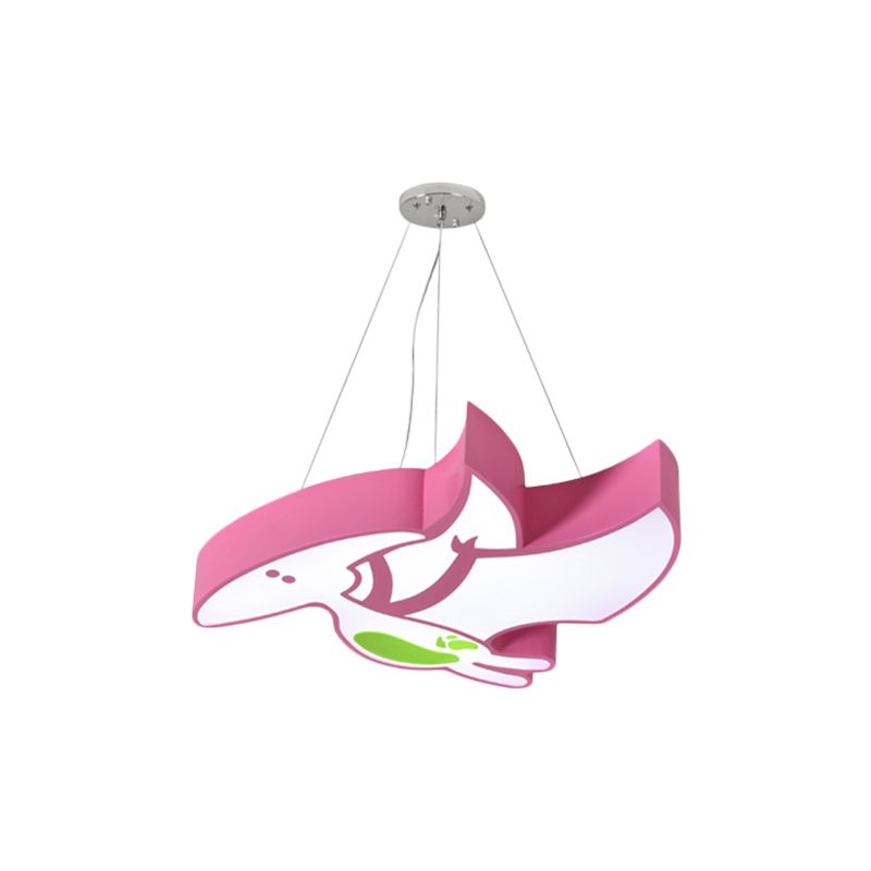 Cartoon Pterosaur/Tyrannosaurus Chandelier Kids Acrylic Pink/Blue LED Hanging Light Fixture
