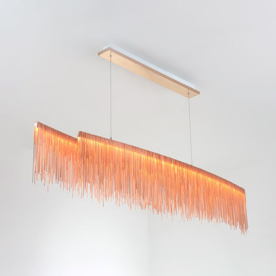 Luz colgante de isla lineal con borneal de oro contemporáneo Led colgante de led para el comedor, 39 "/47" de ancho