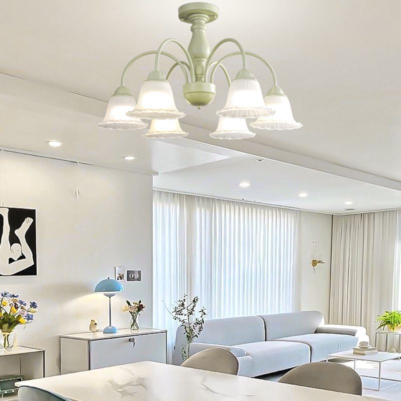 Modern Ceiling Lamp Metal Flush Mount Light Fixture with Glass Shade for Bedroom