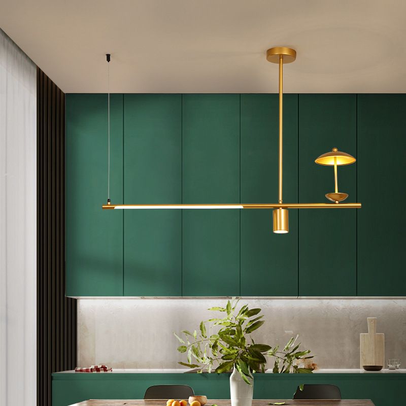 Modernism 4-Light Ceiling Light Metallic Kitchen Island Lighting for Dining Room