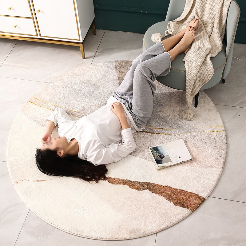 Modern Round Rug Abstract Pattern Creative Rug Polyester Anti-Slip Rug for Living Room
