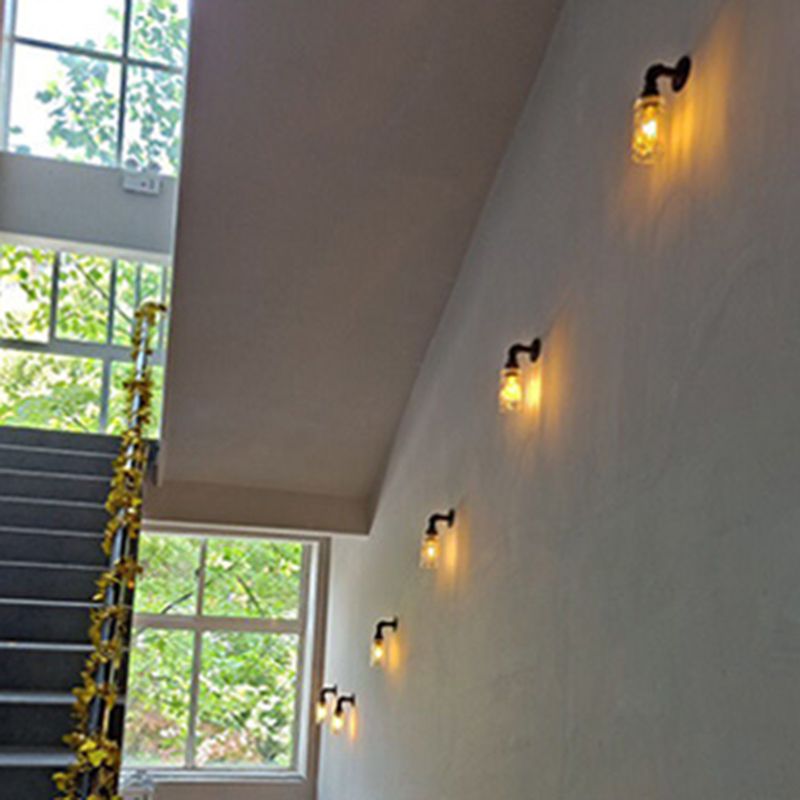 Schwarzer industrieller Stilleuchte Schmiedeeisen Wandlampe Lampenlampe für Bar