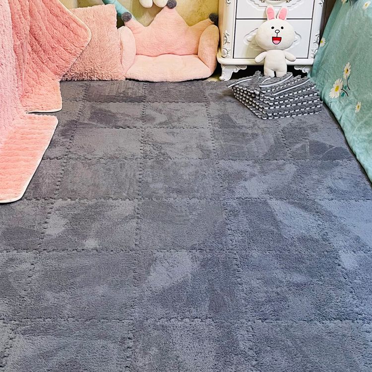 Modern Carpet Floor Tile Interlocking Plush Cut Non-Skid Tiles and Carpet