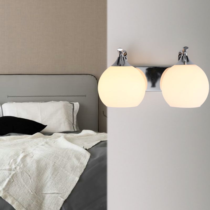 Modern Style Wall Mount Lamp Spherical with Glass Shade for Bedroom