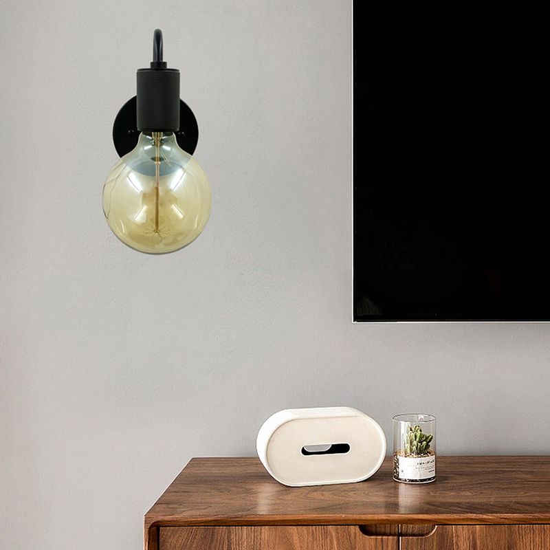 1 Light Wall Mount Light Fixture Industrial Wall Mounted Lighting in Black Fixture