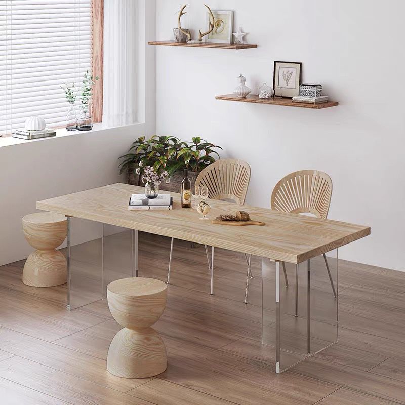 Modern Dining Set 1/2/5 Pieces Rectangle Pine Wood Dining Table for Dining Room Kitchen