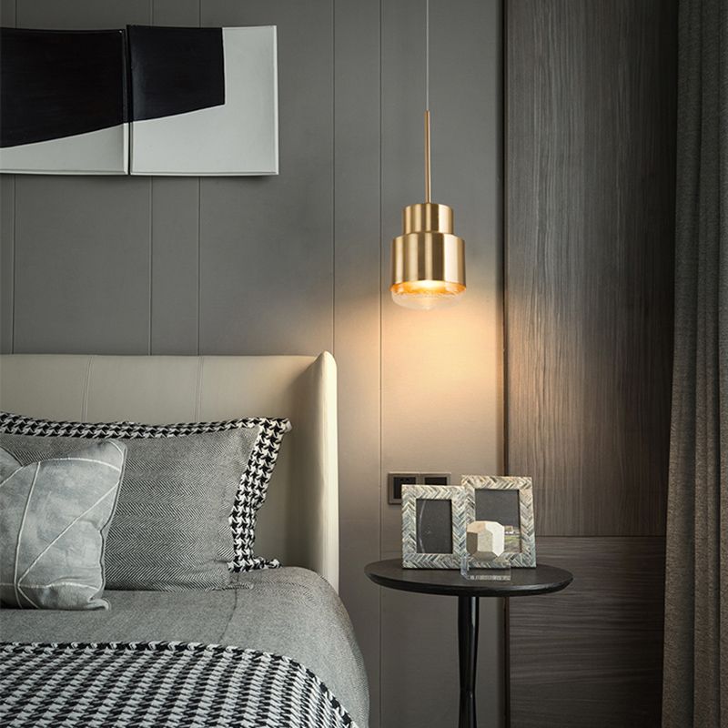 Metal 1 Light LED Pendant Lamp Gold Postmodern Hanging Light for Dinning Room