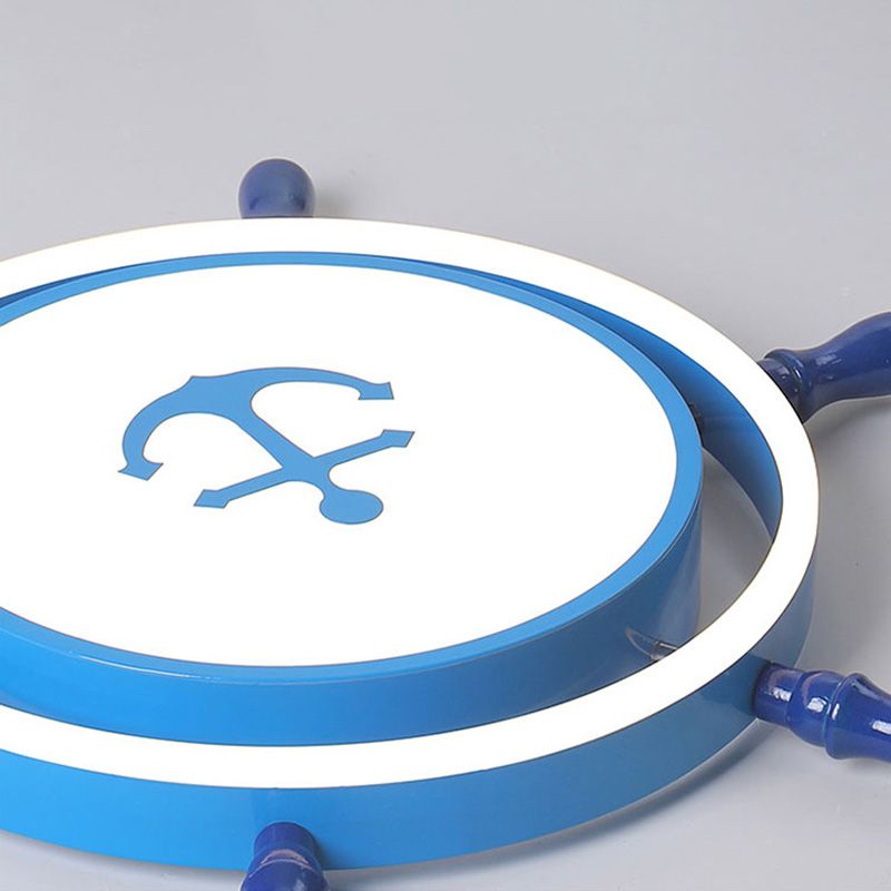 Plafonnier LED pour chambre à coucher, plafonnier bleu méditerranéen avec abat-jour en métal ancre