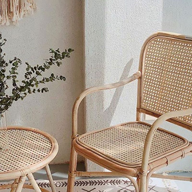 20" Wide Tropical Rattan Dining Armchair Natural Outdoor Chair