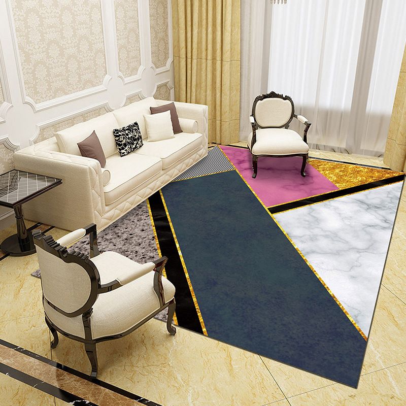 Unique Abstract Patterned Rug Multi Color Contemporary Rug Polypropylene Washable Pet Friendly Non-Slip Backing Rug for Lounge