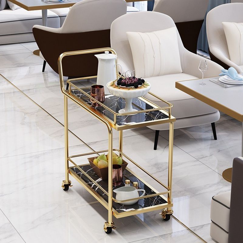 Contemporary Metal Prep Table 33.86"H Rolling Prep Table for Home Use