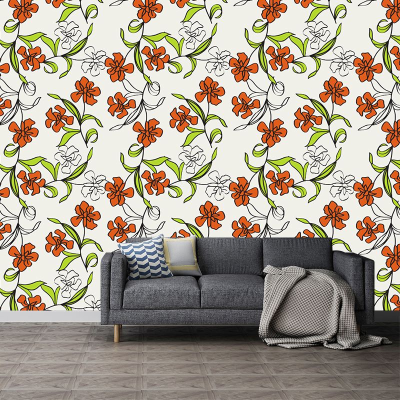Plant Illustration Wall Mural Wallpaper Modern Style Bedroom Wall Mural