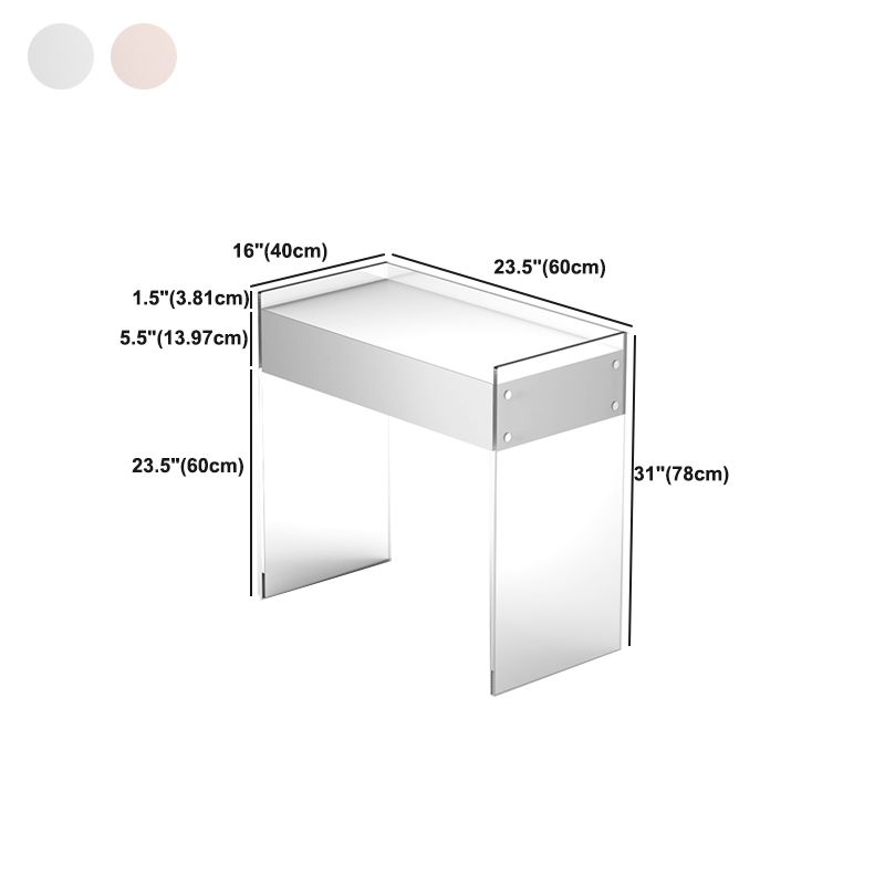 Contemporary 2 Drawers Vanity Table with Mirror & Stool Clear Acrylic Vanity Table Set