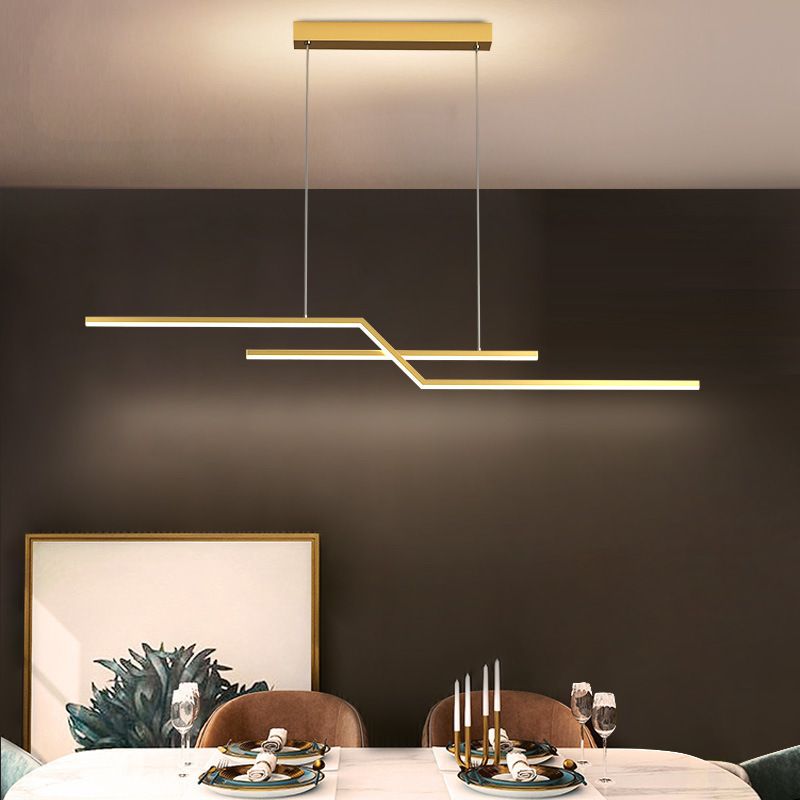 Modern Simplicity LED Island Light Linear 2-Light Hanging Lamp for Dining Room