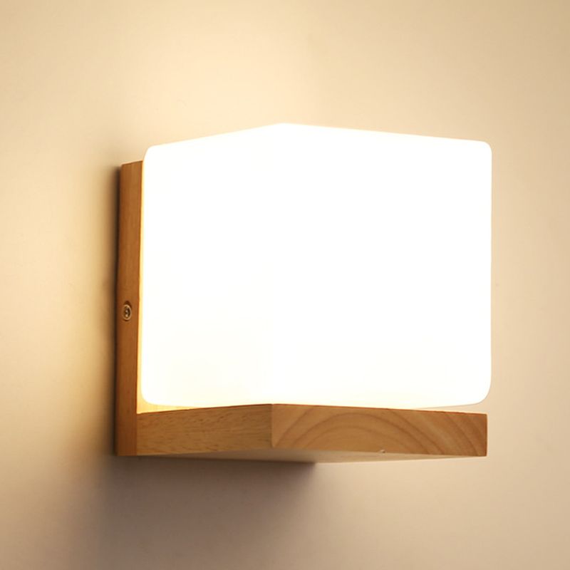 Bedroom Modern Minimalism Sconce Light Solid Wood One Head Wall Mounted Lighting Fixture