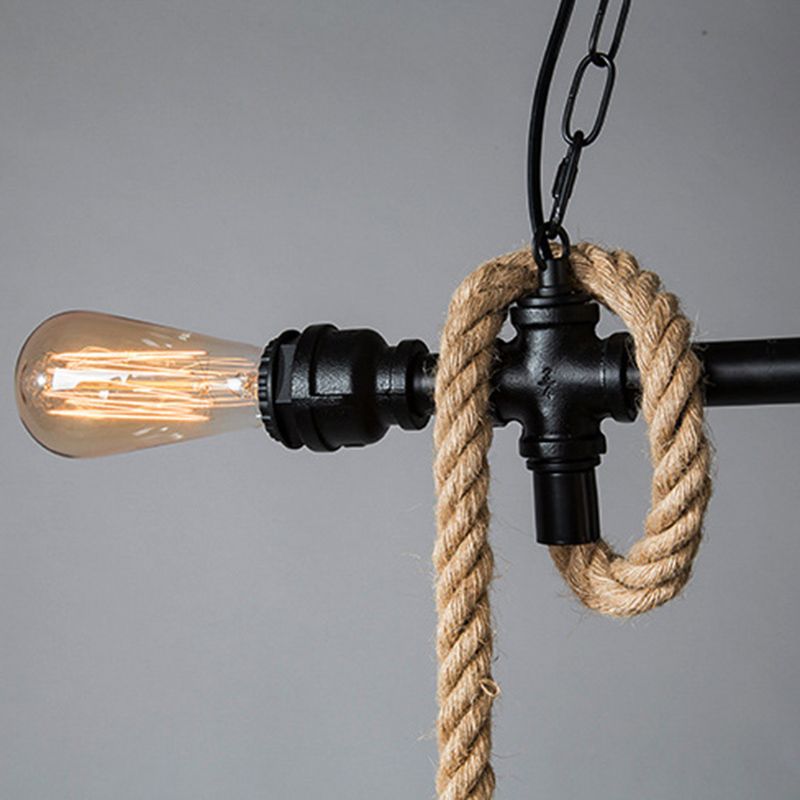 Industrial Iron Cage Shape Island Lamp Metal 5 Lights Pendant Light for Restaurant