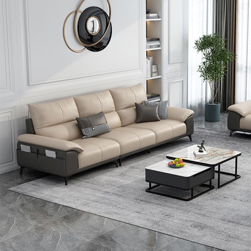 Genuine Leather High Back Pillow Top Arm Sofa and Sectional with Storage