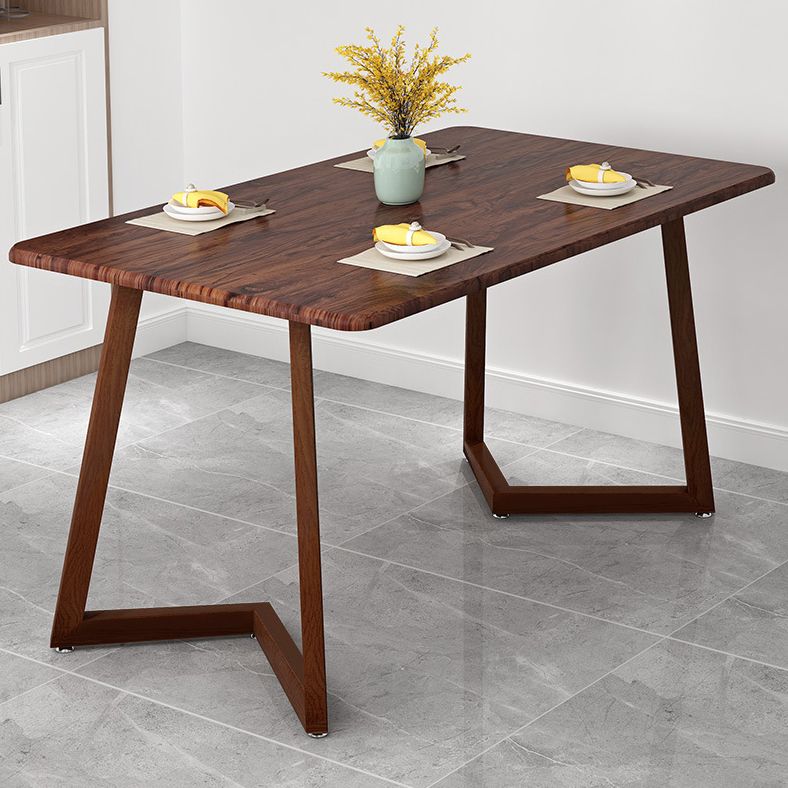 Simple Home Wood Dining Table Rectangle Shape Dining Table with Wood Pedestal Base