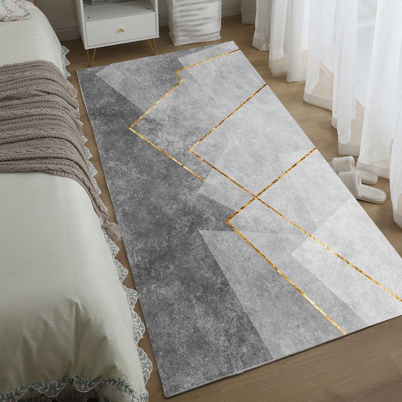 Modern Bedroom Area Rug Geometric Pattern Polyester Area Carpet Non-Slip Backing Area Rug