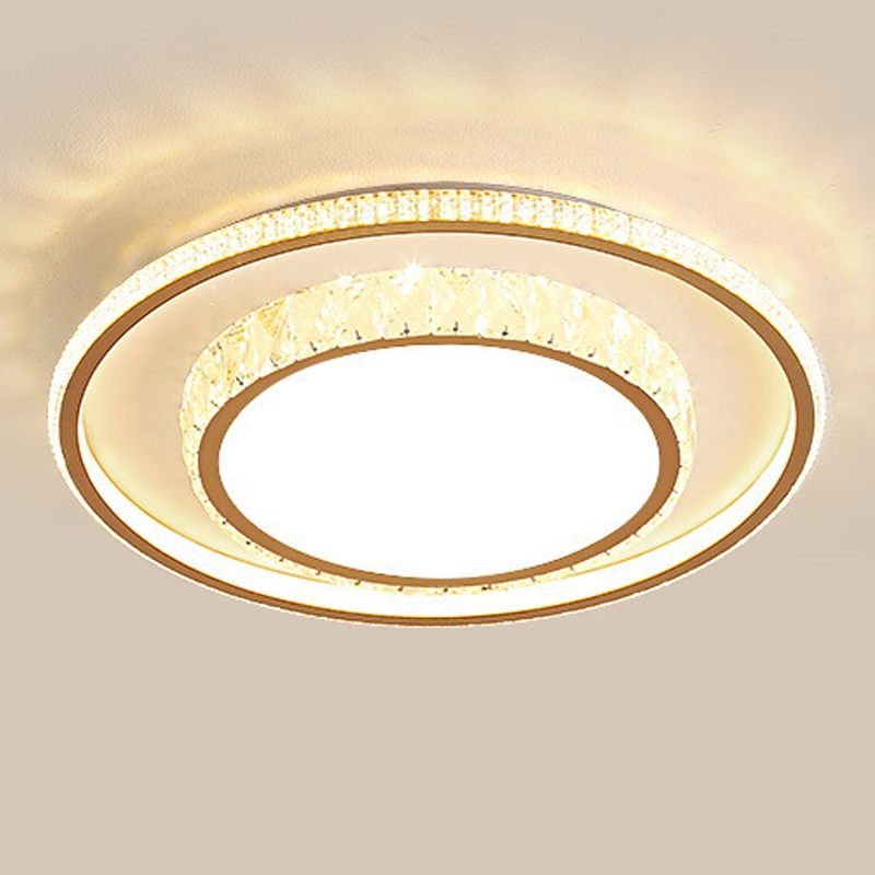 Geometry Shape Crystal Ceiling Lamp Modern Acrylic 2 Lights Flush Mount for Living Room