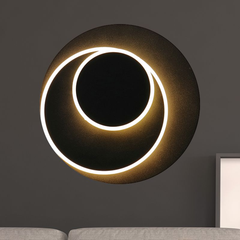 Rotatable Round/Square Shaped Wall Sconce Simple Style Metallic Warm/White Lighting LED Black Wall Sconce for Bedside