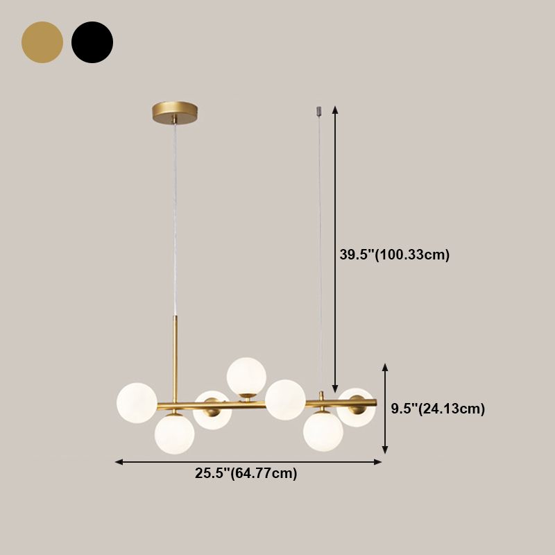 Multi-Head Island Lighting Fixtures Modern Restaurant Suspension Lamp with Glass Shade