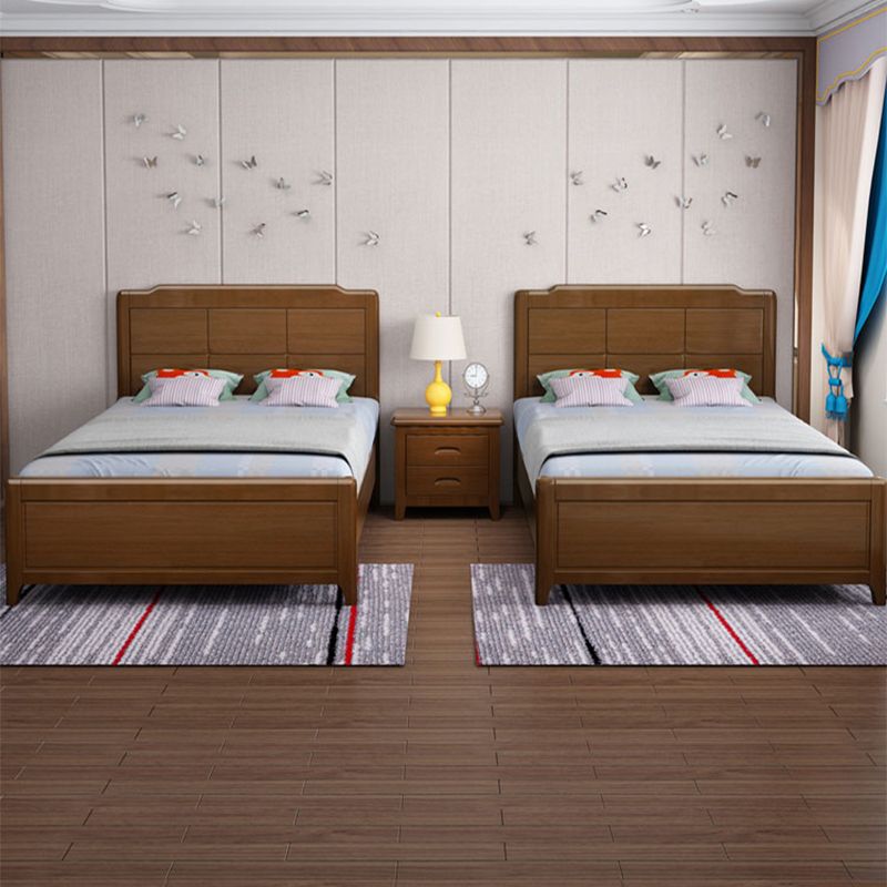Scandinavian Solid Wood Standard Bed Natural Bed with Headboard