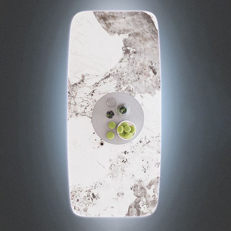 Modern Rectangular White Top Dining Table with Black Metal X-Base