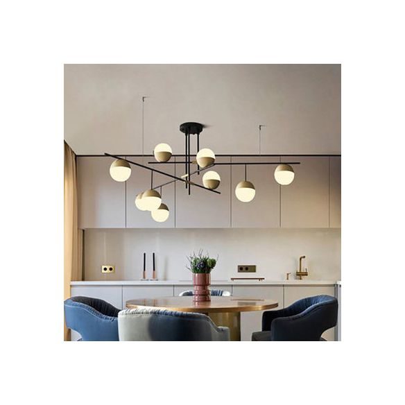 Gold Nut Shaped Suspension Light Nordic White Glass Island Ceiling Light for Living Room