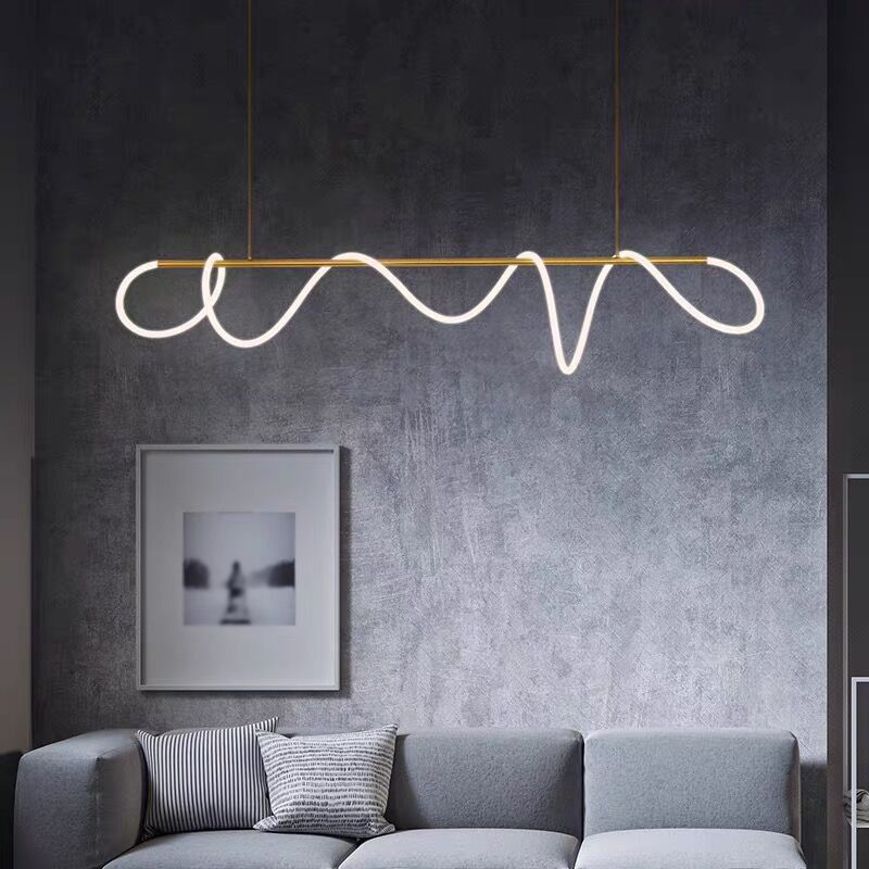 1 Light Linear Pendant Lighting Modern Metal Island Lighting