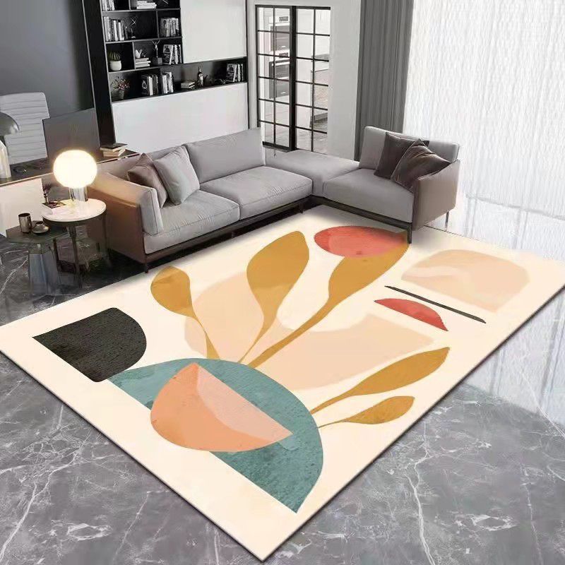 Light Gray Modern Rug Polyester Color Piece Rug Non-Slip Backing Rug for Home
