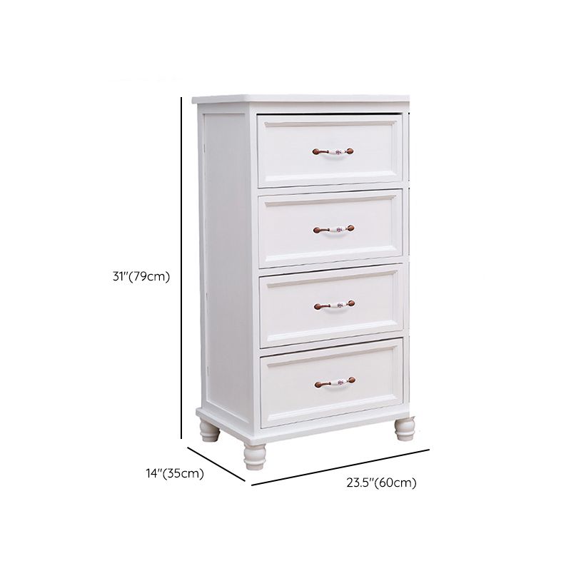 13.8" W Vertical Chest Solid Wood White Storage Chest with Drawers