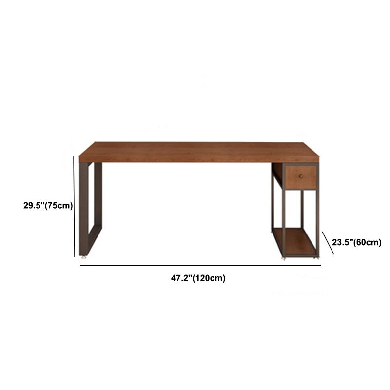 Contemporary Solid Wood Office Desk 30-inch H Computer Desk in Brown