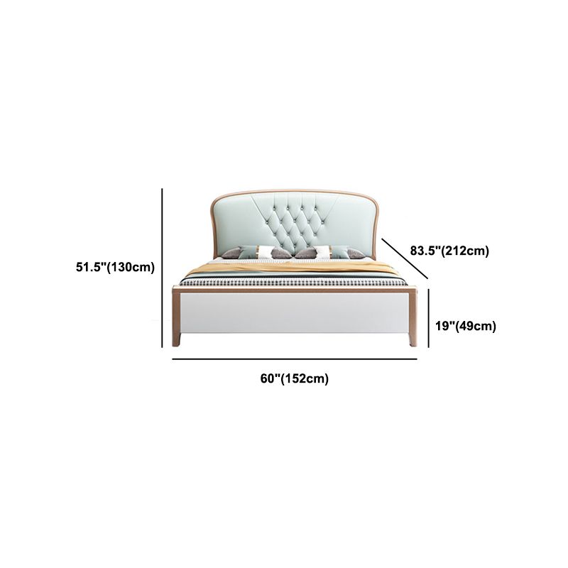 Contemporary Panel Bed Wood and Upholstered Bed Frame, 51" Tall