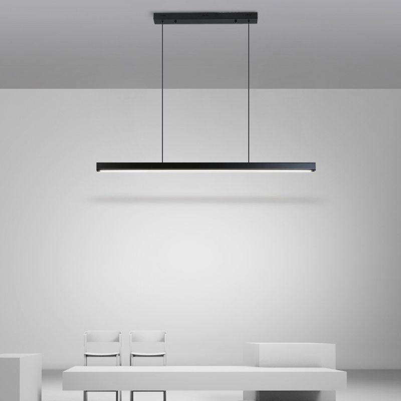 Slim Rectangular Linear Island Light Modern Minimalist Pendant Light in Black