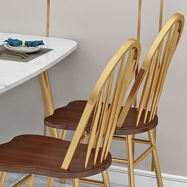 Sillas de comedor de metal estilo moderno Sillas sin brazos con respaldo Windsor para cocina (juego de 4)