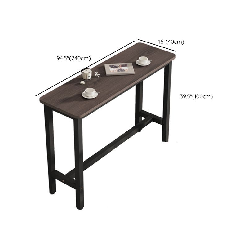 Industrial Wood Top Bar Table Rectangle Counter Height Dining Table