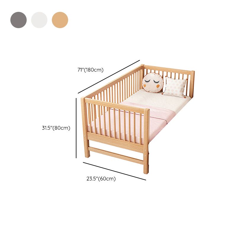Contemporary Solid Wood Standard Bed Slat Kids Bed with Guardrail