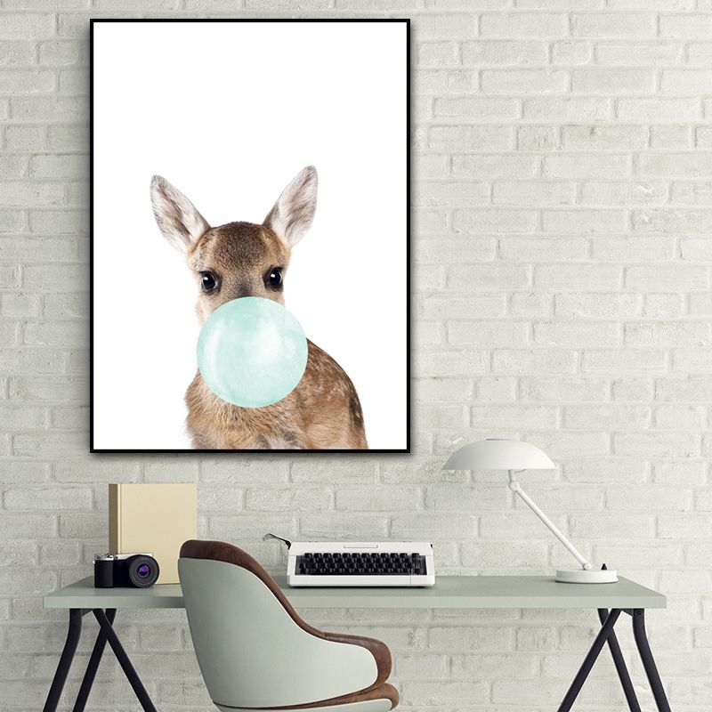 Animals Image Wall Decor Kid's Style Textured Girls Bedroom Painting, Multiple Sizes