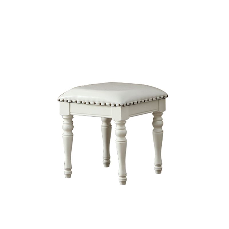 Traditional Mirrored Make-up Vanity Rubber Wood Dressing Table Stool Set