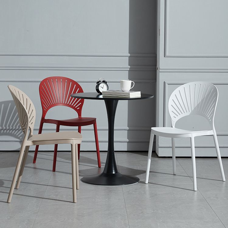 Scandinavian Plastic Armless Dining Chairs Indoor Stackable Side Chairs