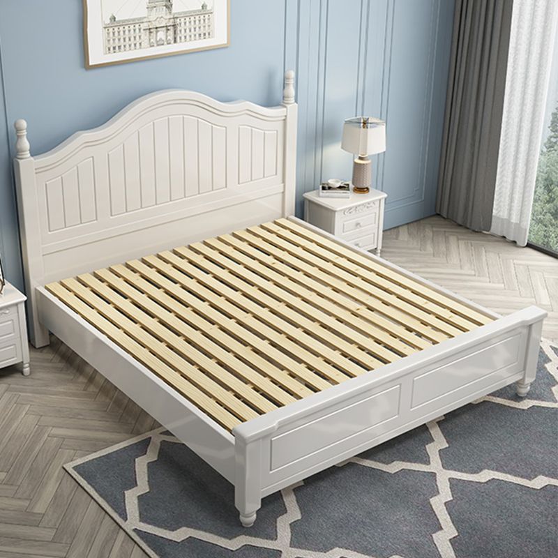 Contemporary Wooden Arched Standard Bed, Panel Headboard Bed