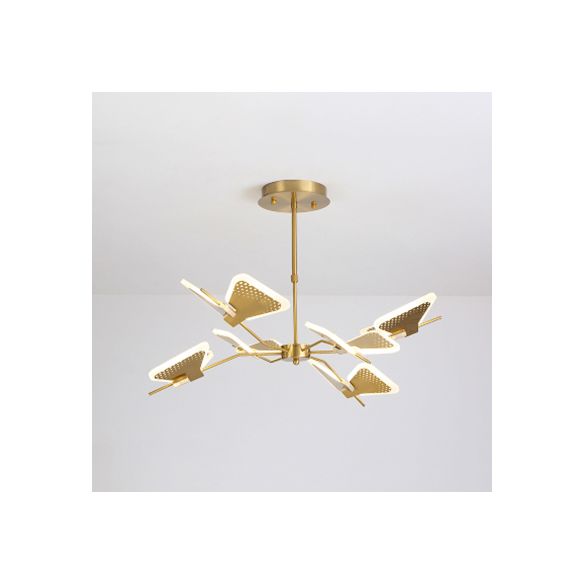 3/6/8 Lights Bedroom Chandelier with Butterfly Acrylic Shade Gold/White Hanging Ceiling Pendant
