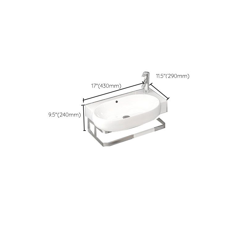 Bathroom Sink White Ceramic Wall-mounted Mirror Faucet Anti-spill Sink