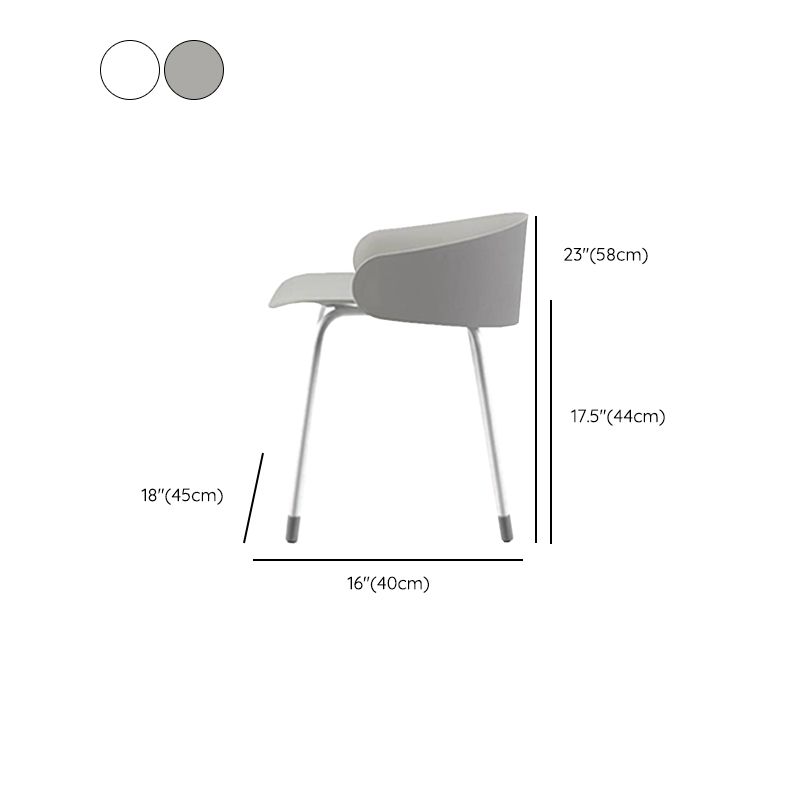 Contemporary Bucket Low Back Armless Bar Stools with White Metal Base